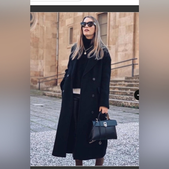 NEW Zara Classic Black Coat - Picture 2 of 4